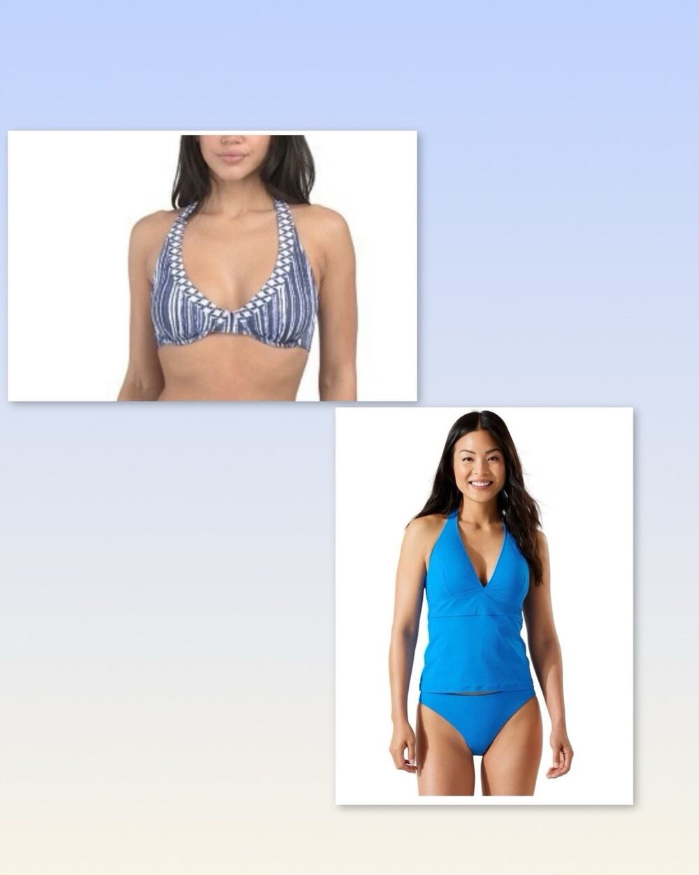 Tommy Bahama Underwire Bikini Top and Halter Tankini Top, Blue